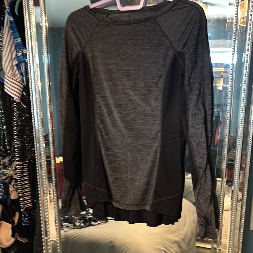 Gray and Black Long Sleeve Top